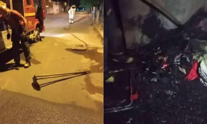 Bombeiros combatem incêndio que danifica móveis e eletrodomésticos de casa, em Campos Altos