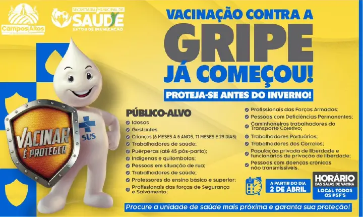 Campos Altos Inicia Campanha de Vacinação Contra a Gripe em Todas as Unidades de Saúde
