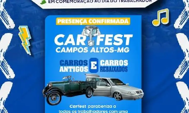 Campos Altos recebe Festival Corrida e Música com exposição de carros clássicos e rebaixado
