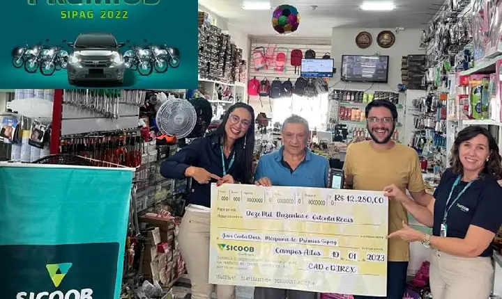 Comerciante de Campos Altos ganha mais de R$12 mil reais em campanha do Sicoob