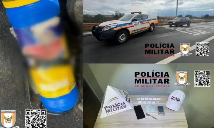 Homem é preso com papelotes de cocaína e pote de batatas fritas suspeito na MGC-452, em Perdizes