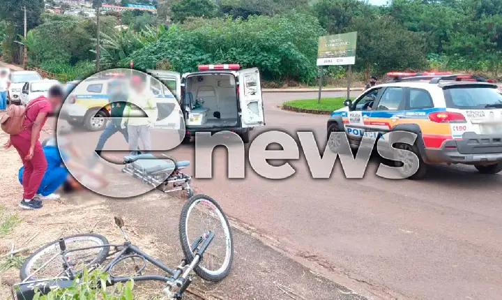 Homem fica inconsciente após cair de bicicleta, em Campos Altos; ele foi transferido