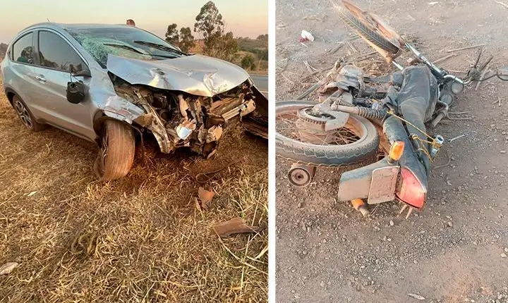 Homem morre após acidente entre motocicleta e carro na BR-354