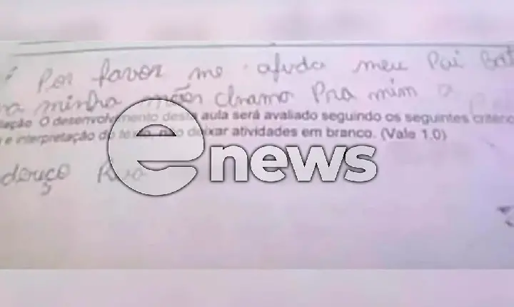 ‘Meu pai bate na minha mãe’: Menino de 8 anos pede socorro em recado deixado em prova