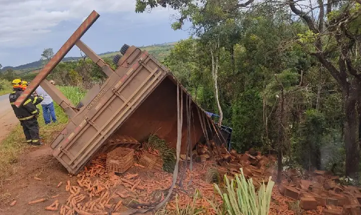 Motorista morre após caminhão tombar em curva da BR-354, no município de São Gotardo MG