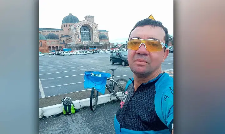 Pela quarta vez, campos-altense vai pedalando até Aparecida do Norte, para agradecer por bênçãos recebidas