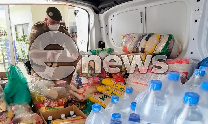 PM realiza entrega de doações à cidades de Ibiá e Santa Rosa da Serra; municípios foram impactados pelas chuvas