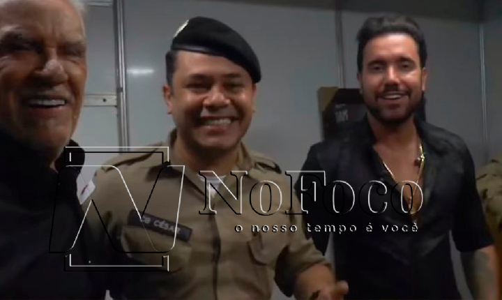 PMMG canta com Matogrosso & Mathias em camarim na ExpoZebu 2022