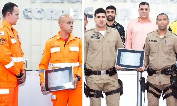 Policiais e Bombeiros são homenageados na Câmara Municipal de Campos Altos por salvamento de recém-nascido engasgado