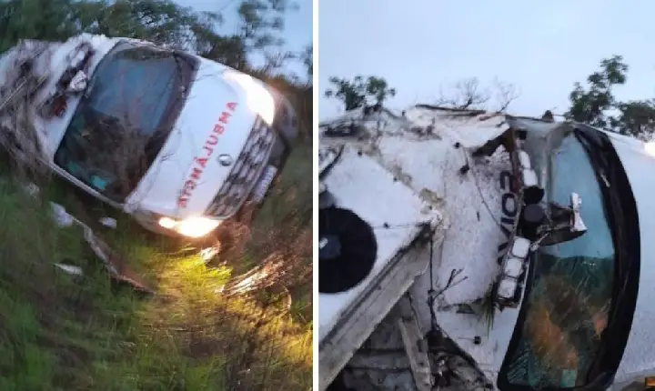 Três pessoas ficam feridas em acidente com ambulância entre Campos Altos e Ibiá, na BR-262