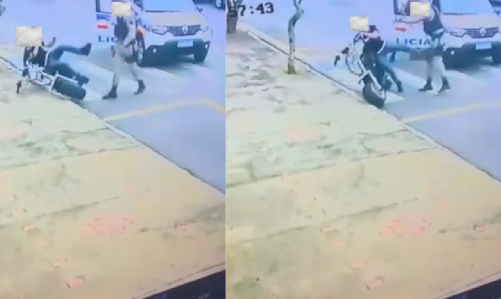 Vídeo de abordagem policial onde jovem é empurrado em Araxá repercute nas redes