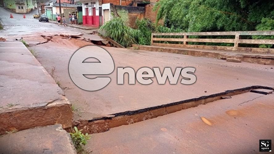 Constante chuva provoca desmoronamento de ponte em São Gotardo