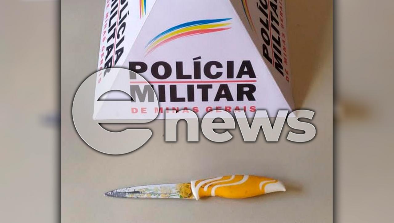 Homem portando arma branca é preso pela Polícia Militar em Campos Altos