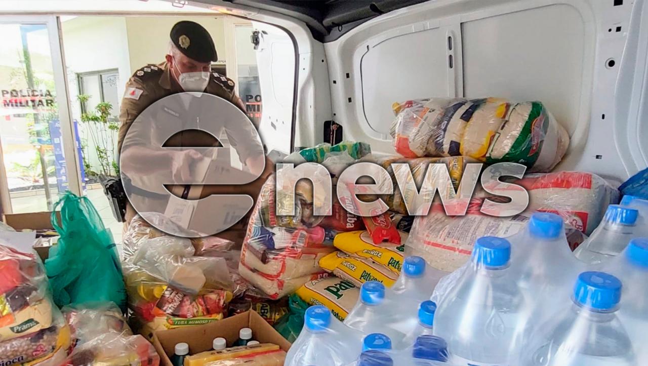 PM realiza entrega de doações à cidades de Ibiá e Santa Rosa da Serra; municípios foram impactados pelas chuvas