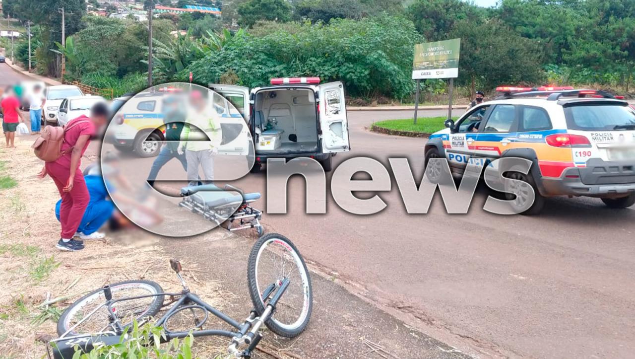 Homem fica inconsciente após cair de bicicleta, em Campos Altos; ele foi transferido