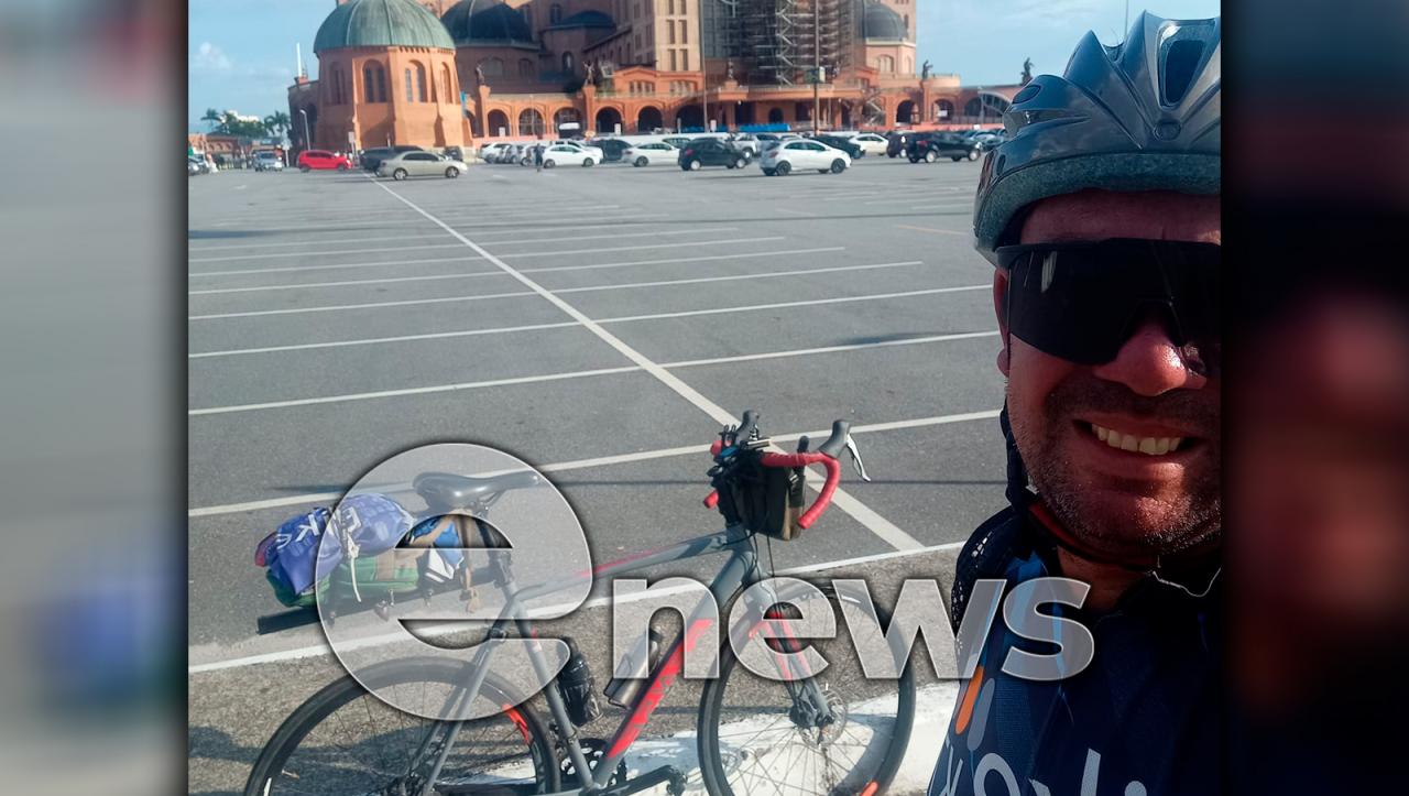 Para agradecer, campos-altense vai pedalando até Aparecida do Norte; foram oito dias de viagem