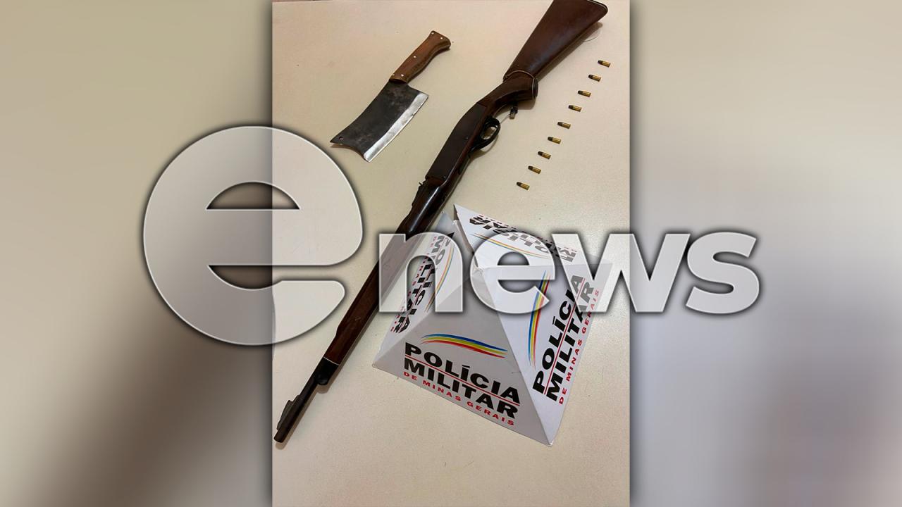 Suspeito de agredir companheira é preso com armas e munições, em Campos Altos