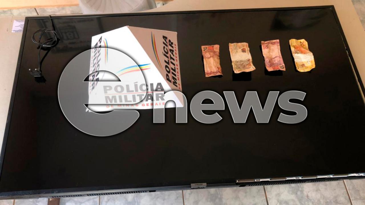 TV furtada em loja de serviços de internet é recuperada pela PM e suspeito é preso, em Campos Altos