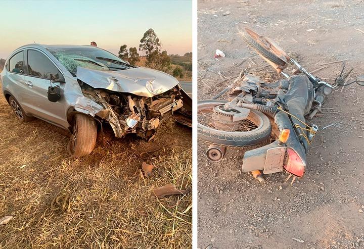 Homem morre após acidente entre motocicleta e carro na BR-354