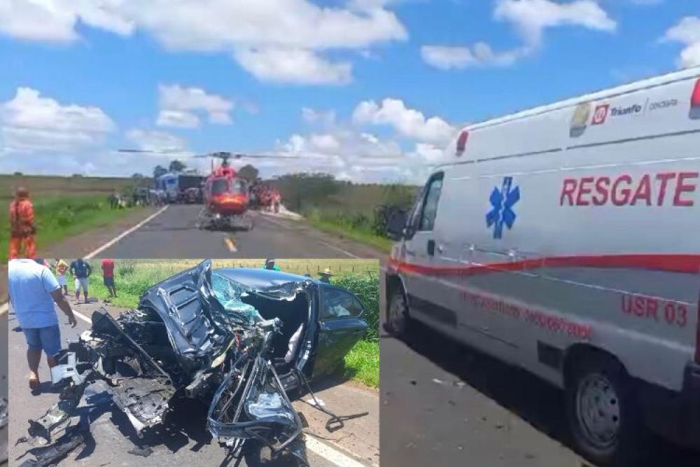 Resgate aéreo é mobilizado para socorrer mulher ferida em acidente, na BR-262 entre Araxá MG e Uberaba MG