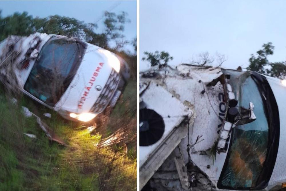 Três pessoas ficam feridas em acidente com ambulância entre Campos Altos e Ibiá, na BR-262