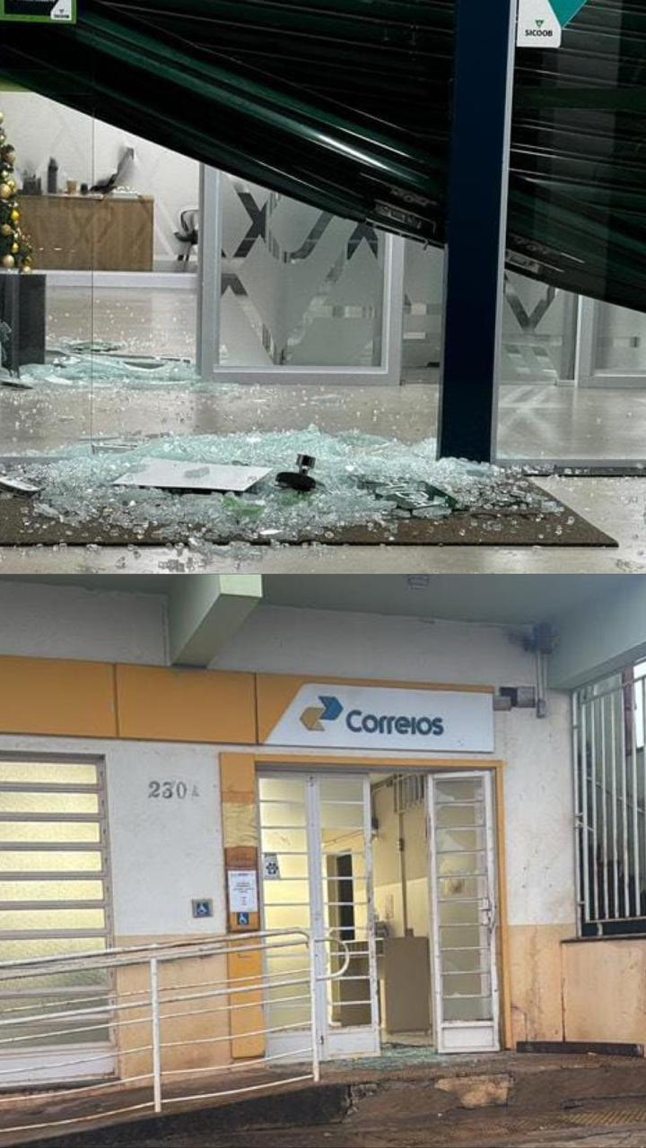 Criminosos arrombam agências dos Correios e Sicoob em Medeiros MG