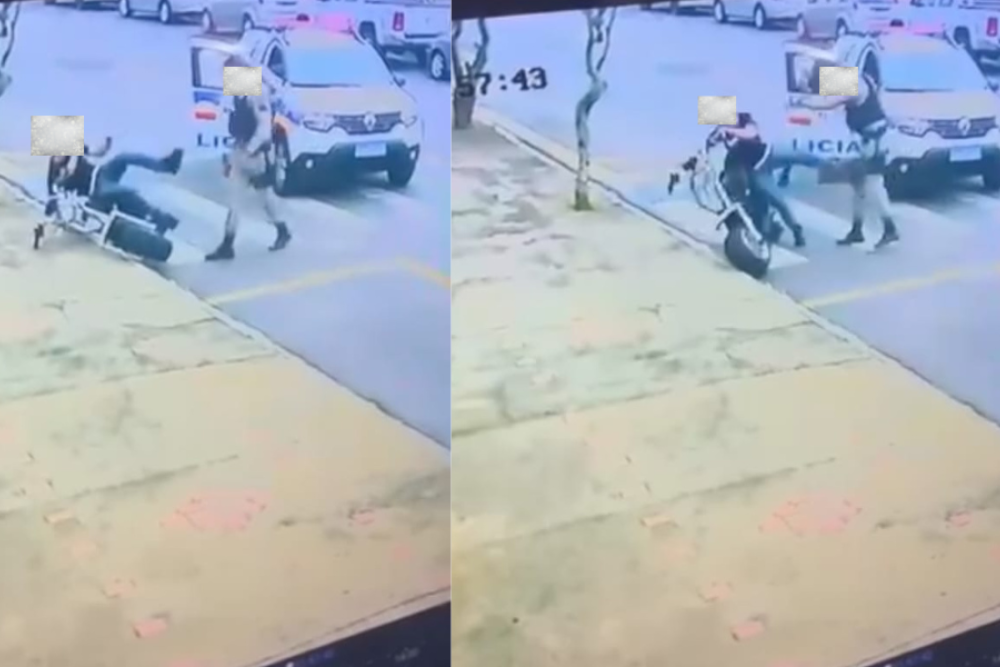 Vídeo de abordagem policial onde jovem é empurrado em Araxá repercute nas redes
