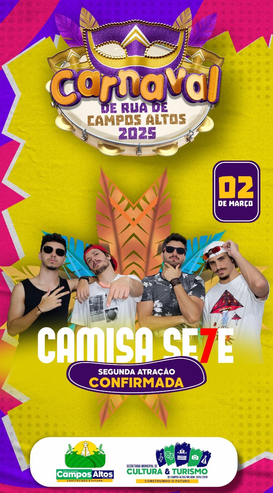Camisa Sete é confirmada no Carnaval de Rua 2025 em Campos Altos