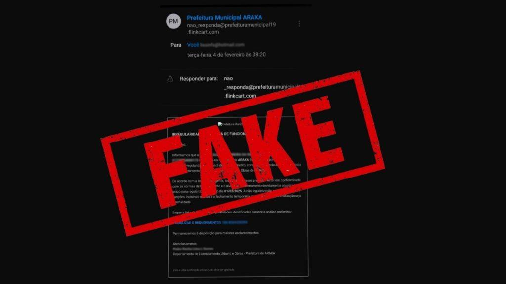 Prefeitura de Araxá alerta sobre golpe de falsos e-mails envolvendo alvarás