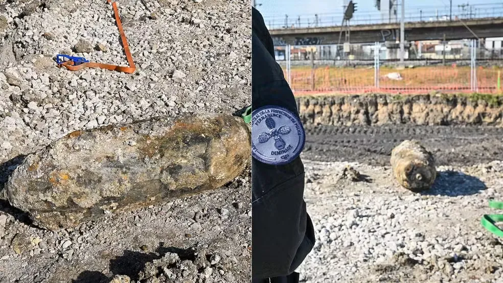 Polícia de Paris divulga fotos da bomba intacta da 2ª Guerra Mundial encontrada em trilhos de trem