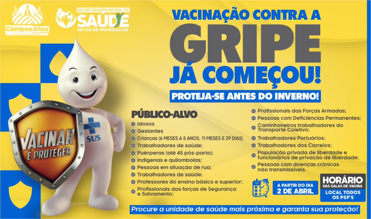 Campos Altos Inicia Campanha de Vacinação Contra a Gripe em Todas as Unidades de Saúde