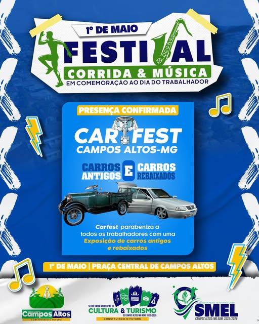 Campos Altos recebe Festival Corrida e Música com exposição de carros clássicos e rebaixado