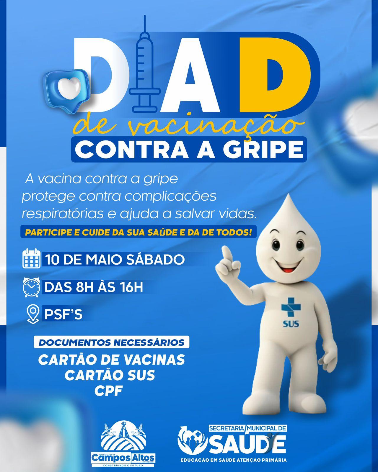 Campos Altos realiza Dia D de Vacinação contra a Gripe neste sábado (10)